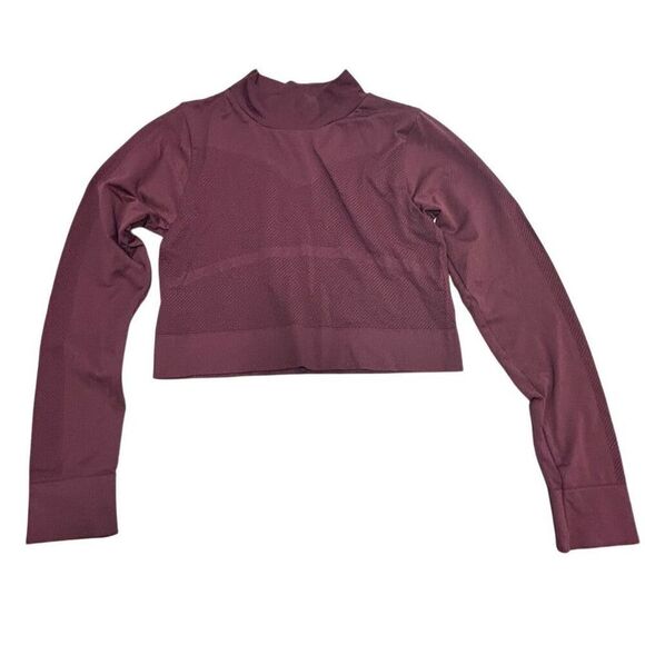 Zella Women's Purple Mock Neck Long Sleeve Crop Workout Top Size M - Picture 1 of 13